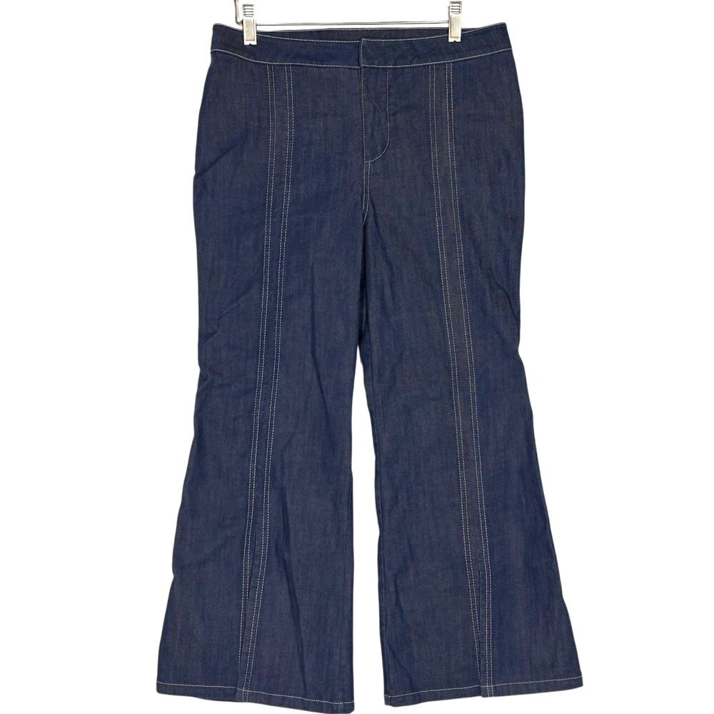 Alexis Claremont Denim Flare Leg Slit Front Pants Womens Sz Medium Retro Luxury